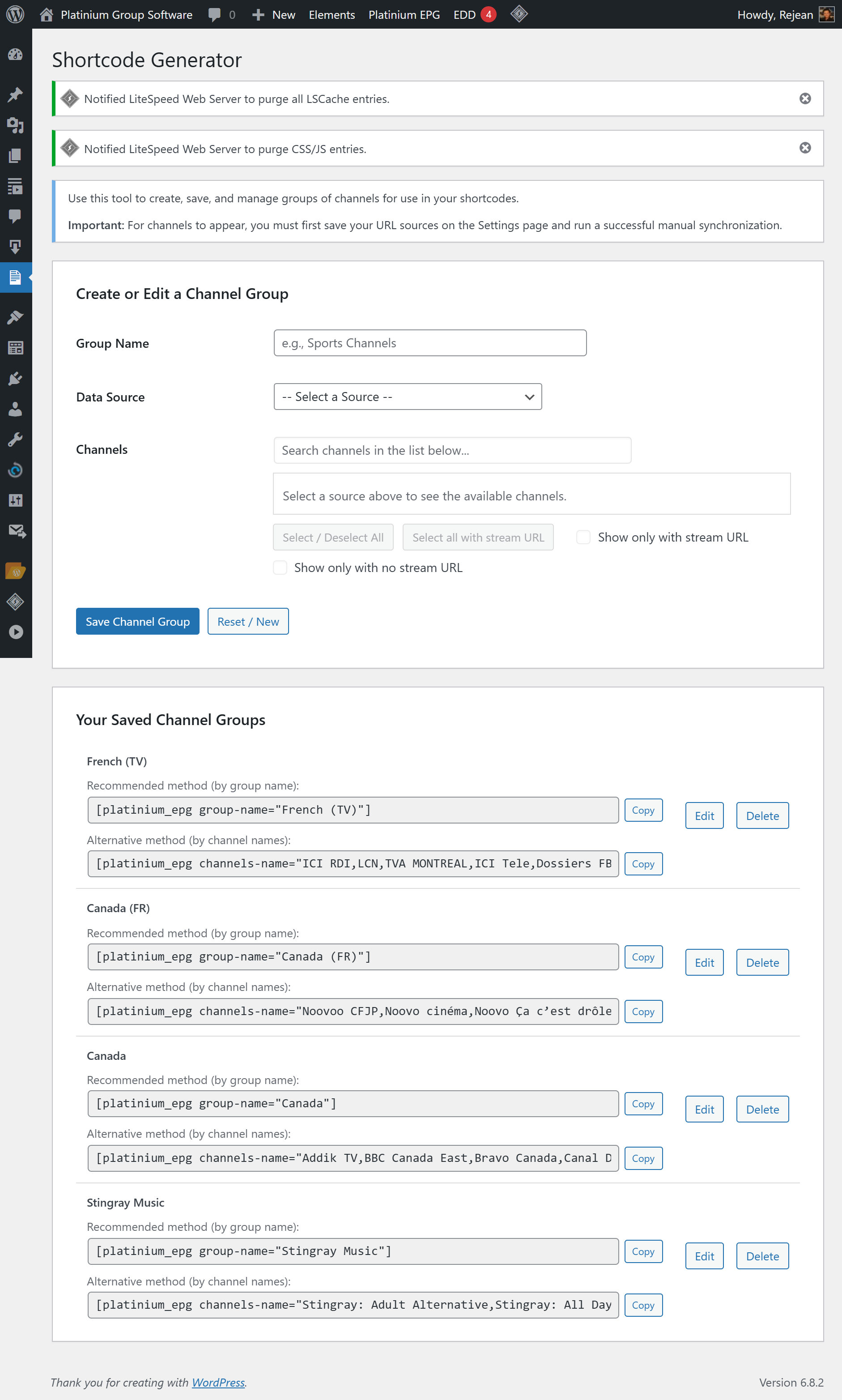 The Channel Stream Links interface for mapping M3U streams to channels.