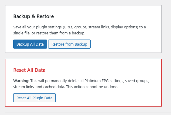 The one-click Backup and Restore system (Pro Feature).