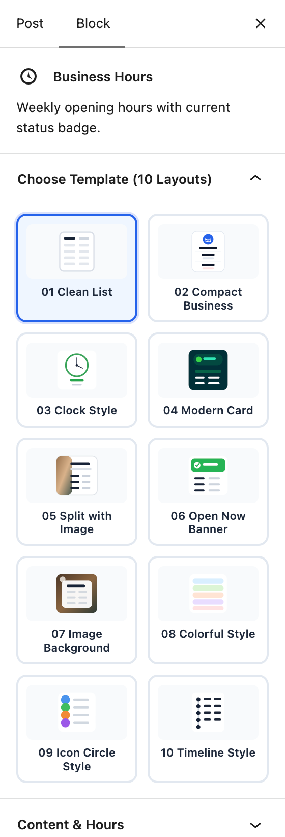 PlexBlocks – Business Hours for Block Editor