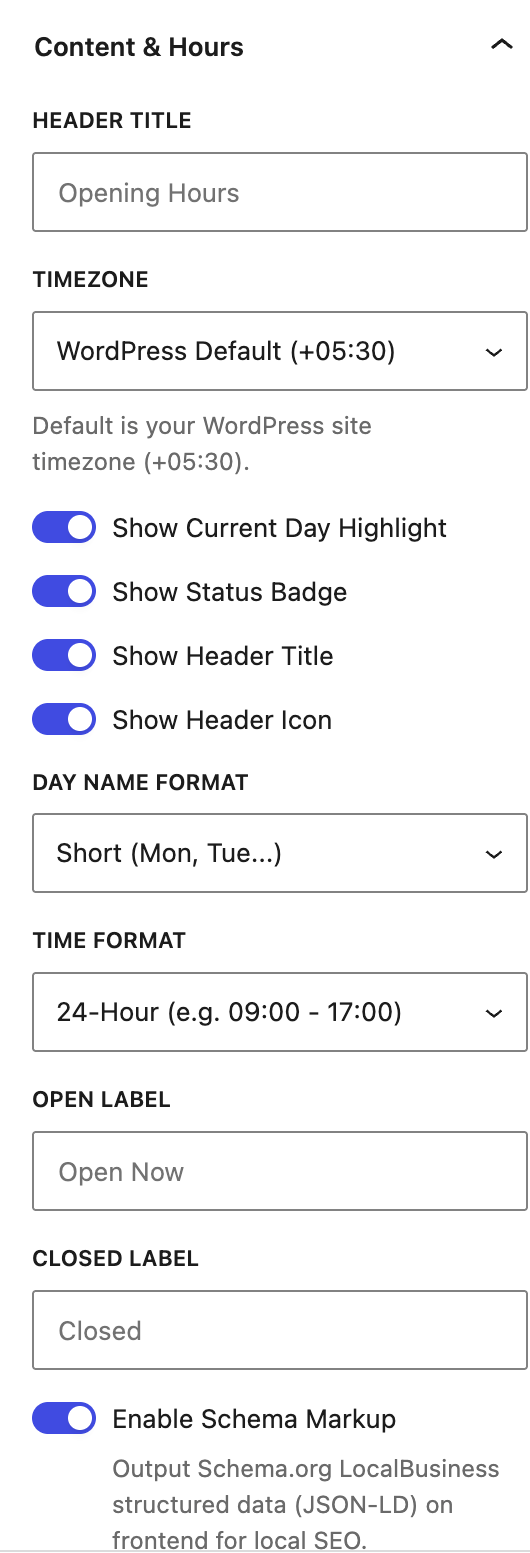 PlexBlocks – Business Hours for Block Editor