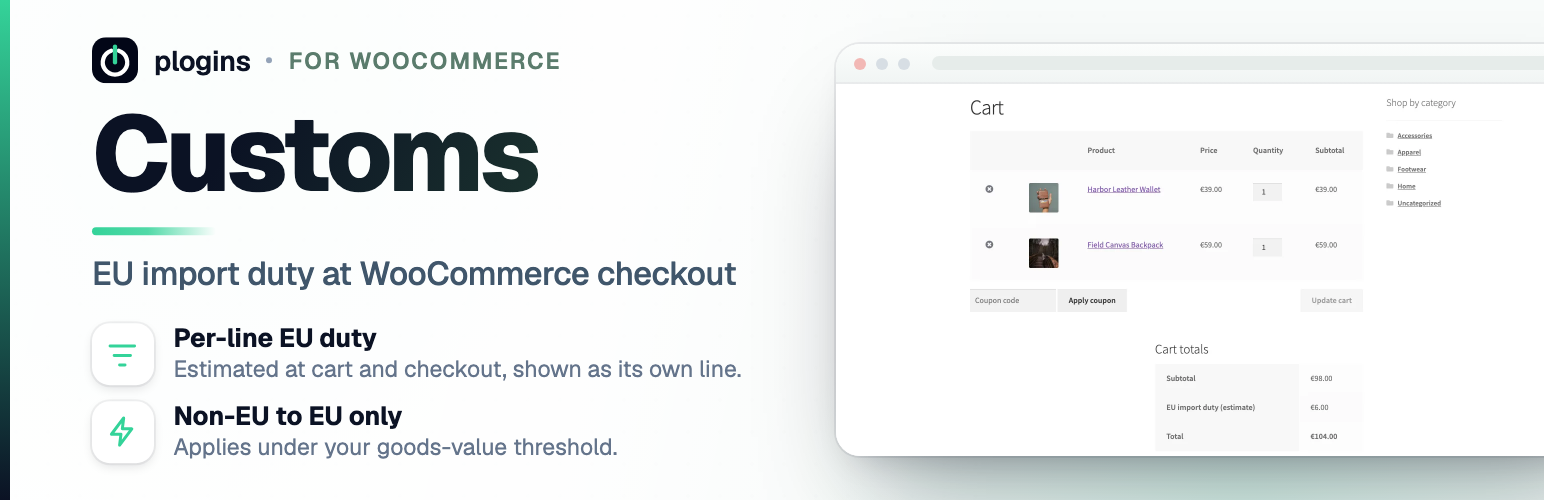 WordPress 外掛 Customs – EU Import Duty for WooCommerce 的封面圖片