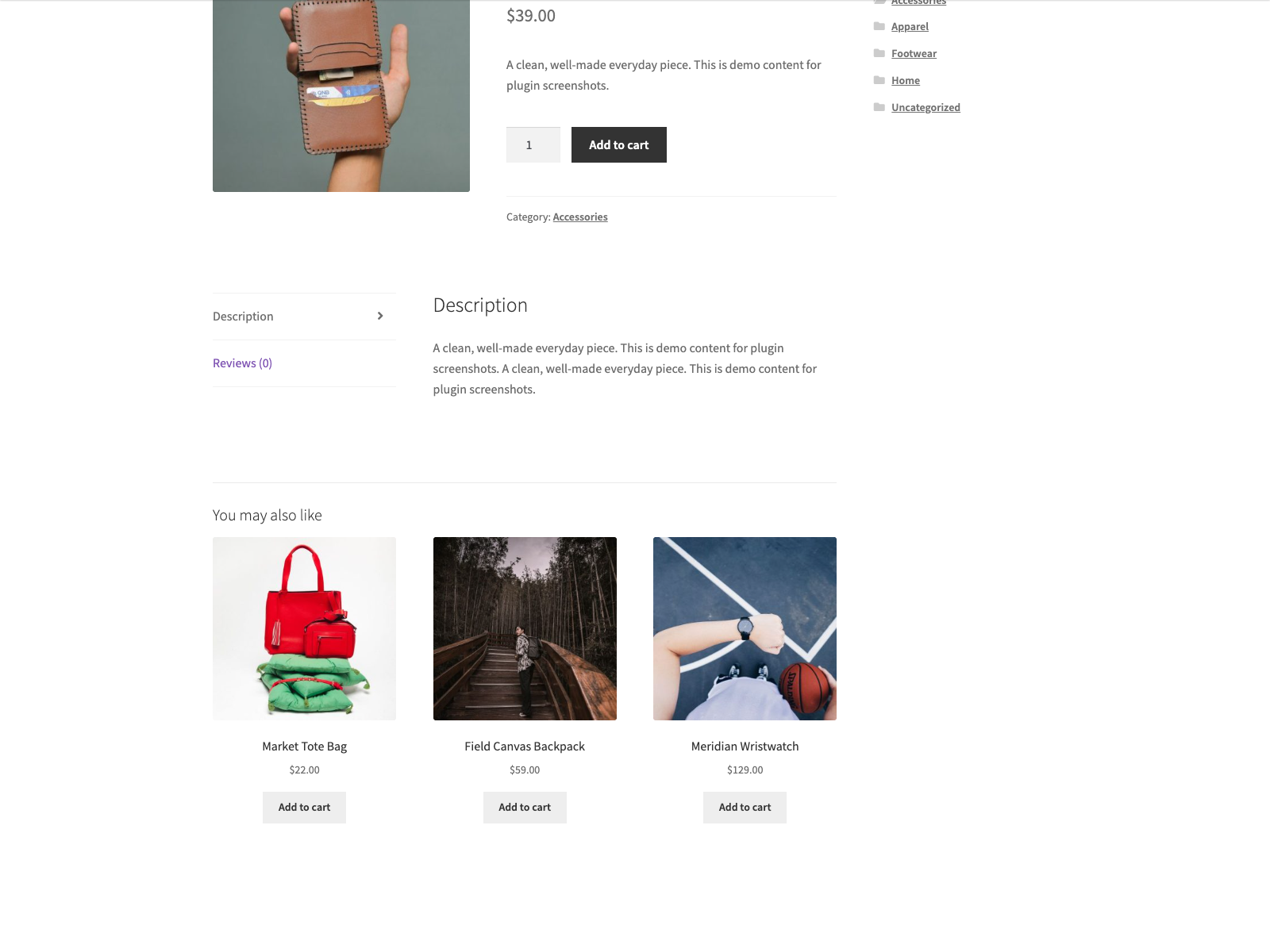 One recommendation grid on the product page, with WooCommerce's own related products replaced.