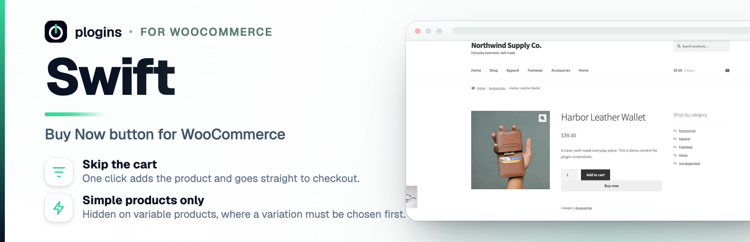 WordPress 外掛 Swift – Buy Now Button for WooCommerce 的封面圖片