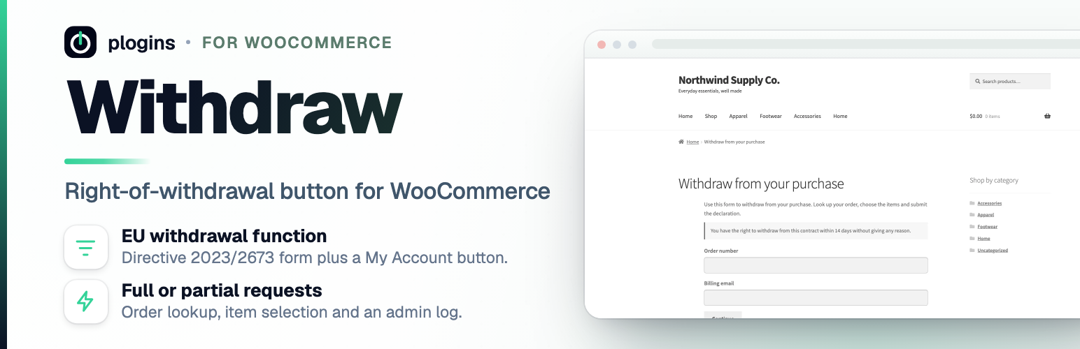 Plogins Withdraw – EU Right of Withdrawal & Returns for WooCommerce