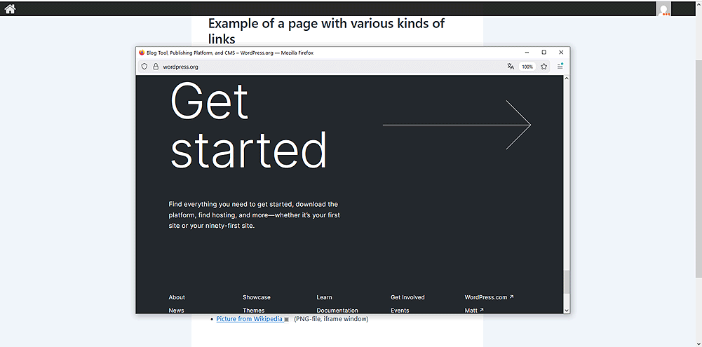 Example of a link opening in a separate browser window.