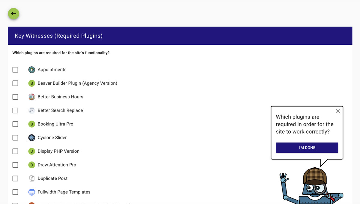 Marking the key witnesses (required plugins)