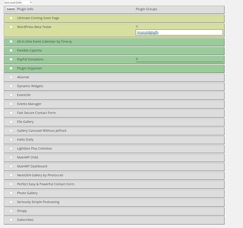 Group and order plugins page.