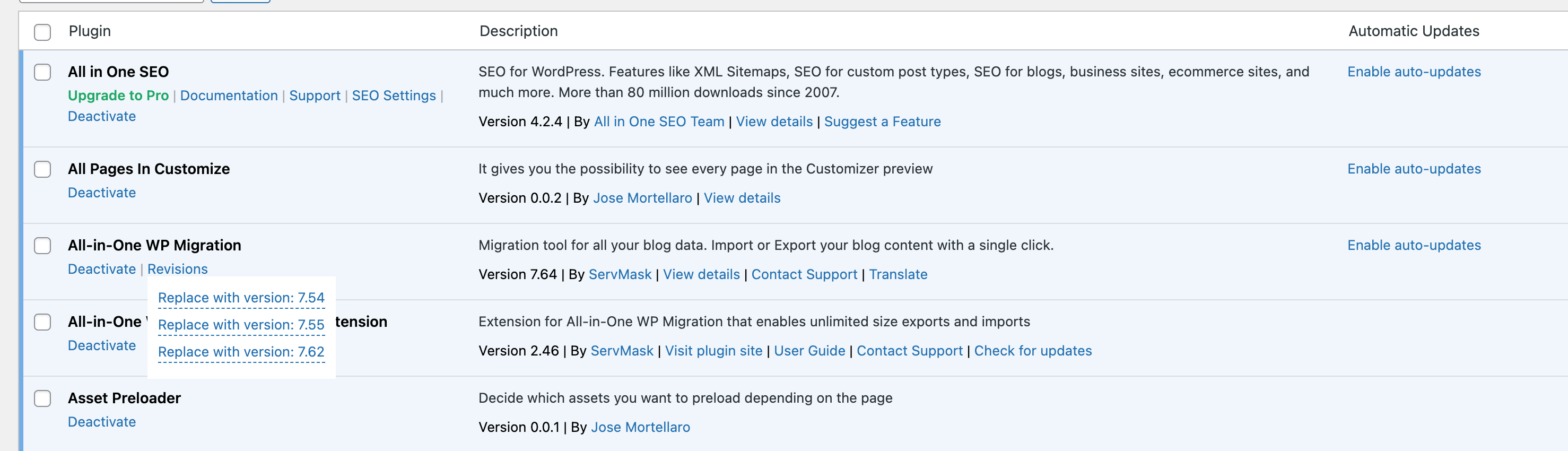 How to restore the previous version of a plugin
