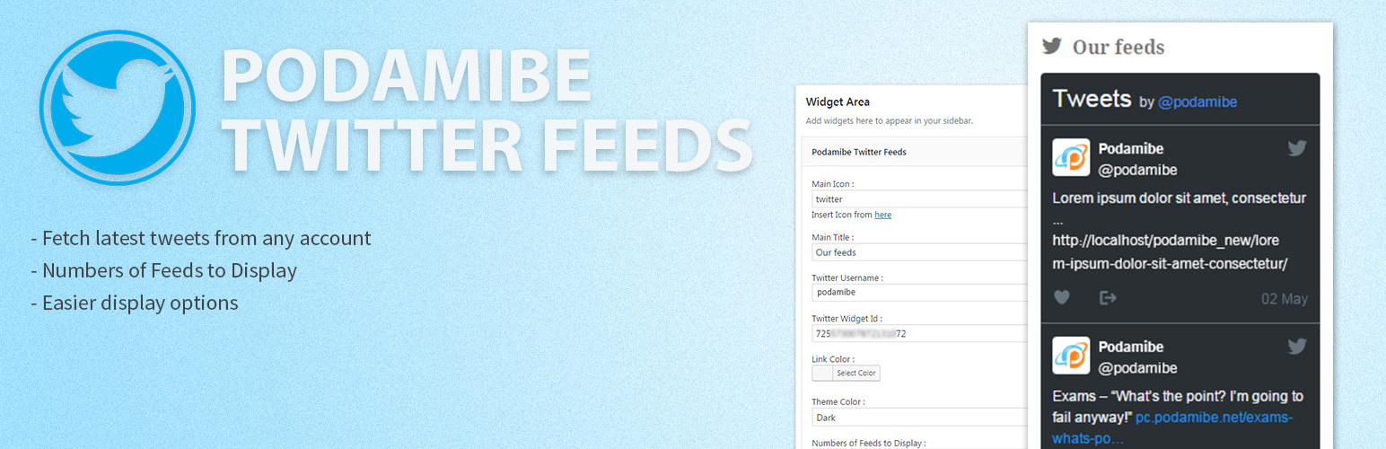 WordPress 外掛 Podamibe Twitter Feed Widget 的封面圖片。