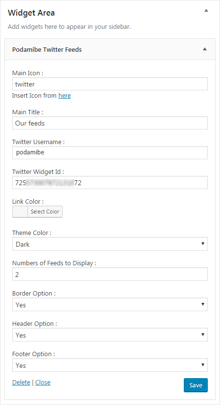 Backend setting of plugin