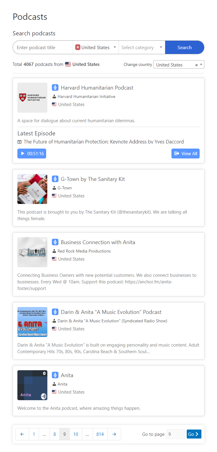 Podcast listing