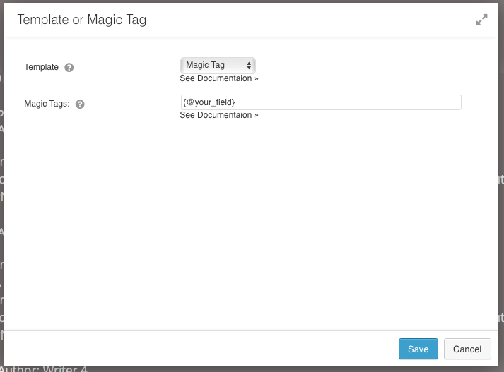 Example for Templates or Magic Tags.