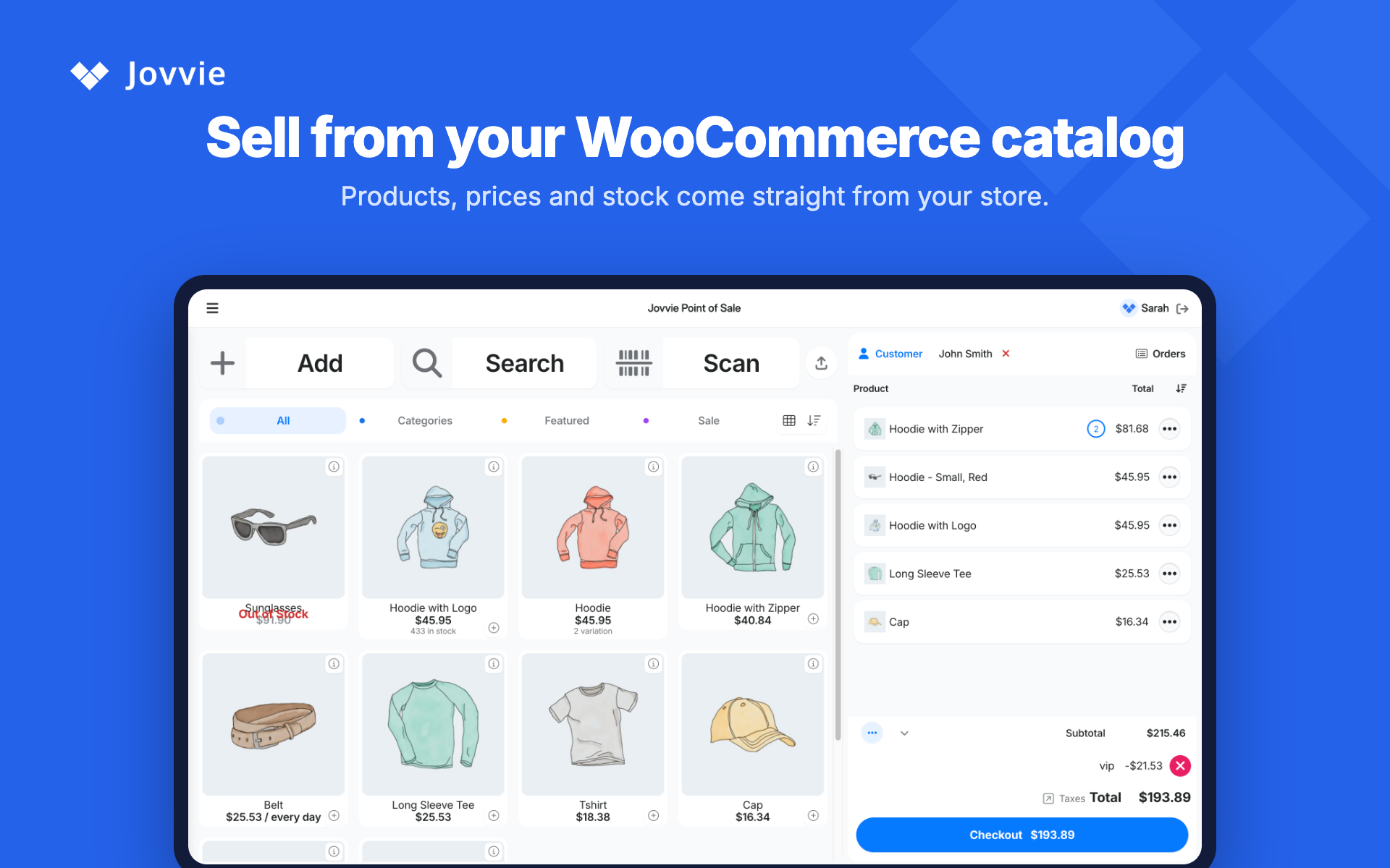 Product grid and cart on a desktop browser