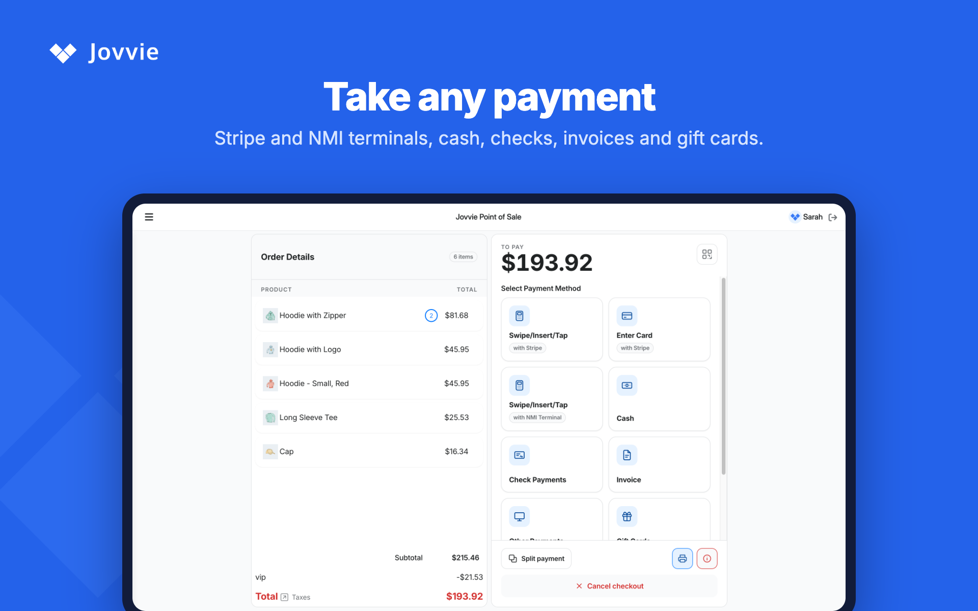 POS product and cart view