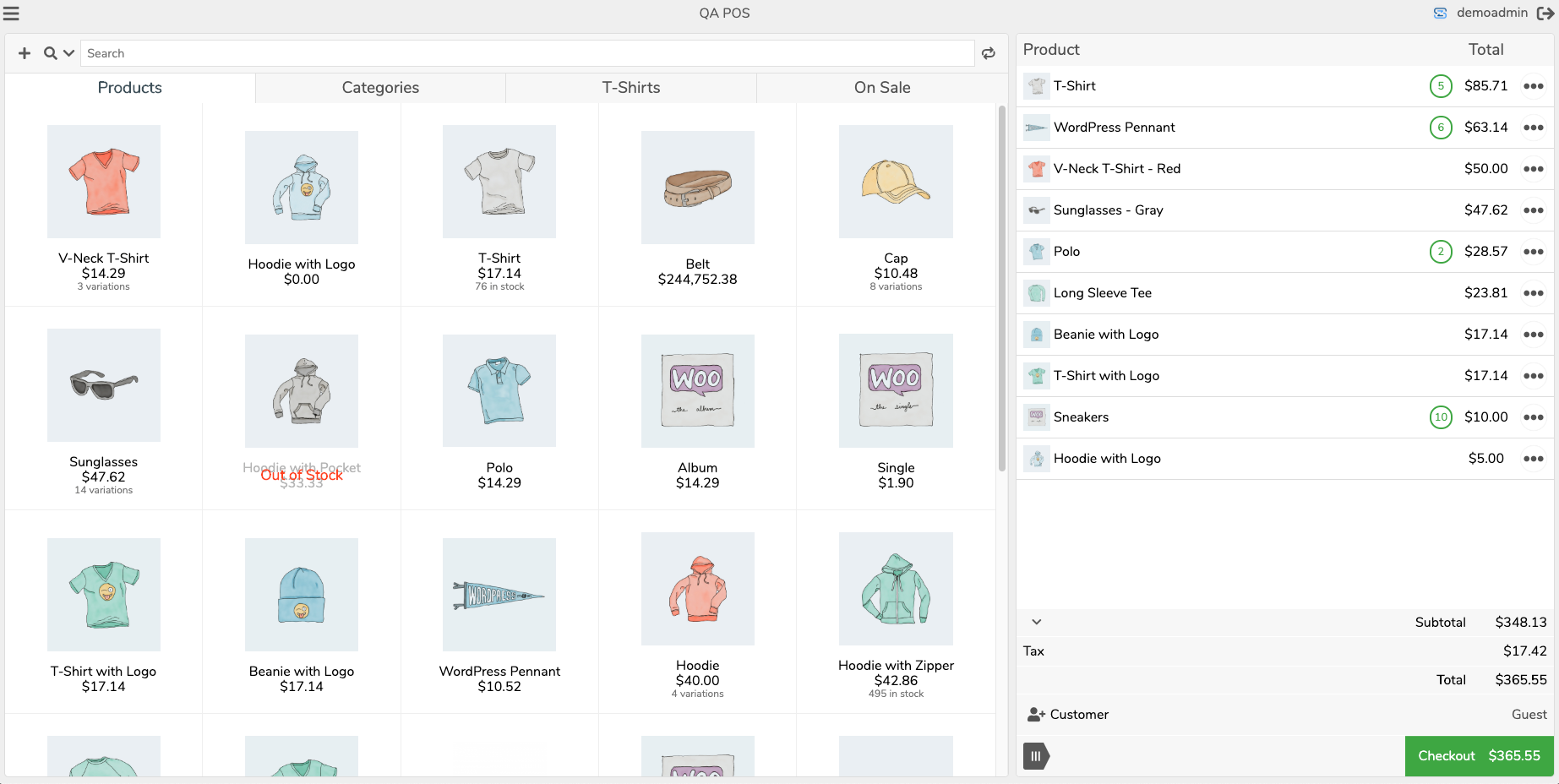 Products in Cart View