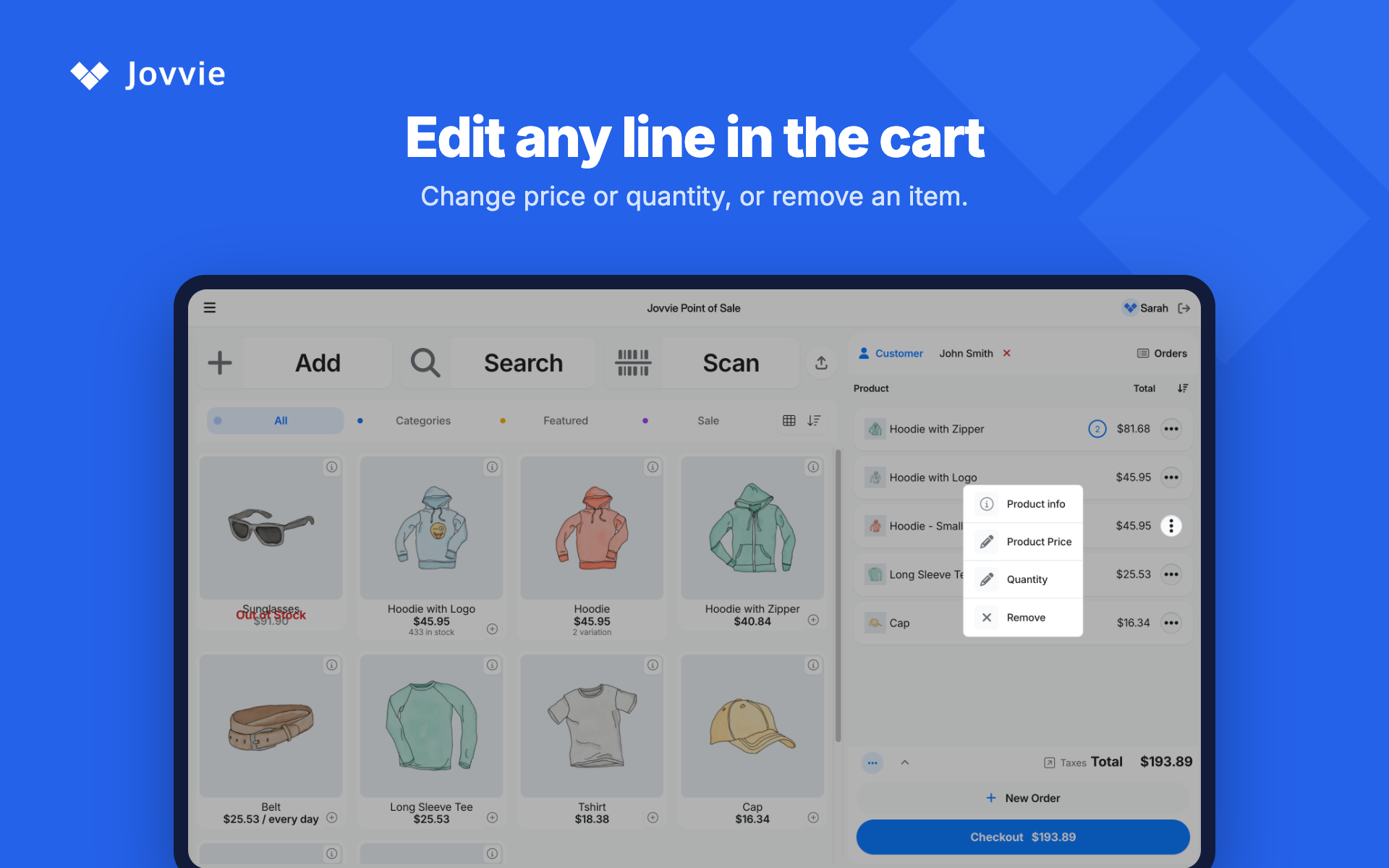 Add a customer to the cart, search by email or phone
