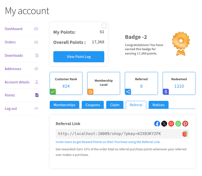 Points and Rewards for WooCommerce