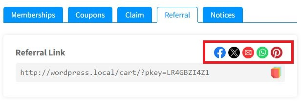 <strong>Share Referral Link Using Social Media</strong> - Customers can also share the referral link on social sites as well.