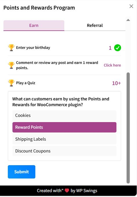 Points and Rewards for WooCommerce