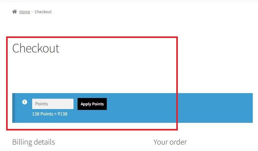 <strong>Redeem Points On Checkout Page</strong> - Customer can also redeem their points on the cart page