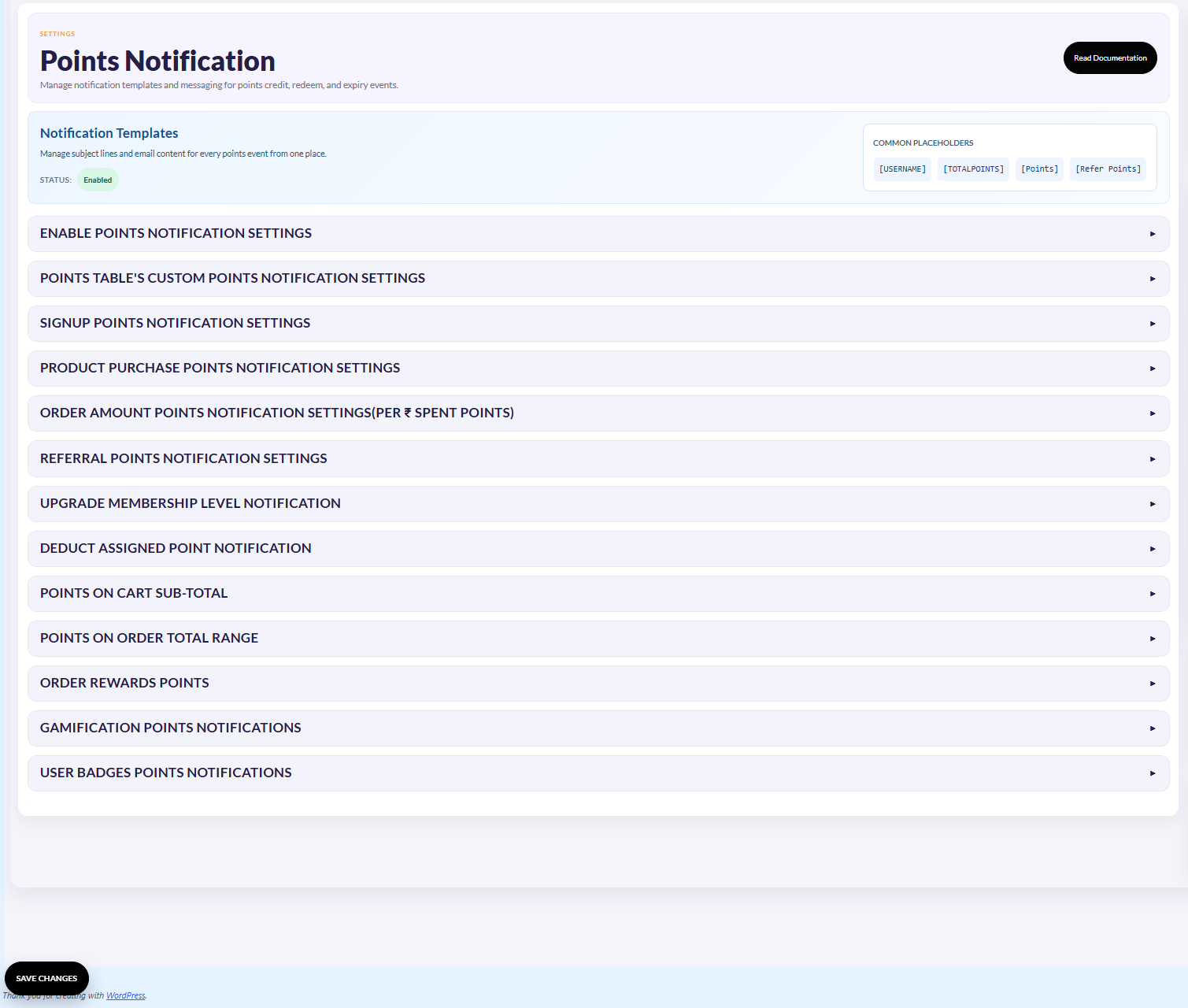 Points Notifications