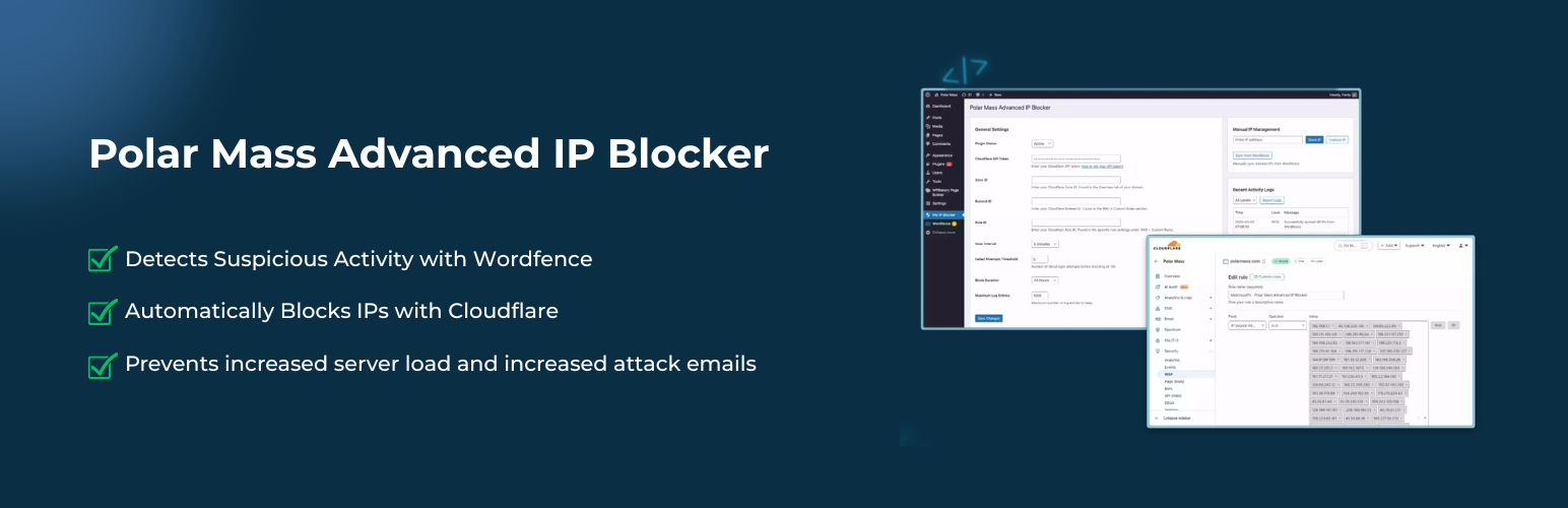 WordPress 外掛 Polar Mass Advanced IP Blocker 的封面圖片。