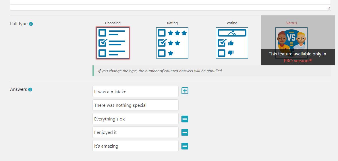 Poll Maker - dashboard edit poll style