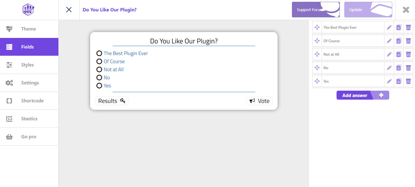 An example of plugin in action (Poll Builder)