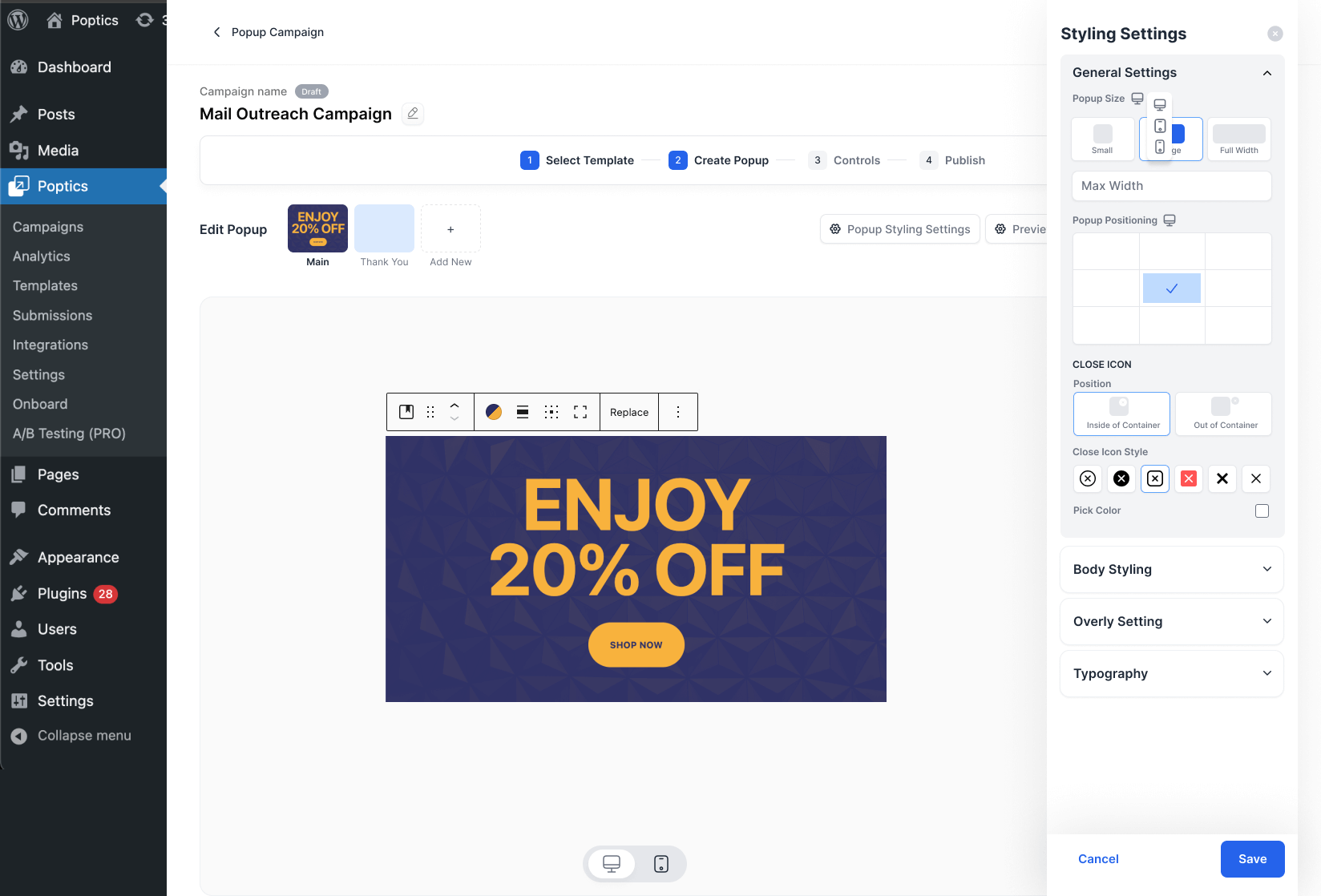 Poptics – Popup Builder for Lead Generation, Conversions, and Forms for Email Optins