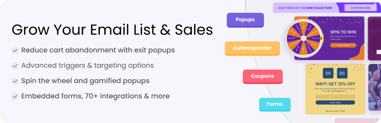 Pop ups, WordPress Exit Intent Popup, Email Pop Up, Lightbox Pop Up, Spin the Wheel, Contact Form Builder – Poptin