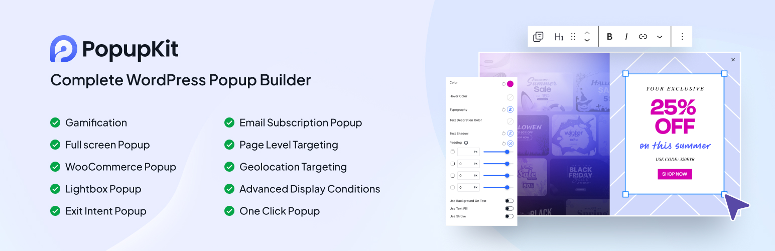 Popup builder with Gamification, Multi-Step Popups, Page-Level Targeting, and WooCommerce Triggers