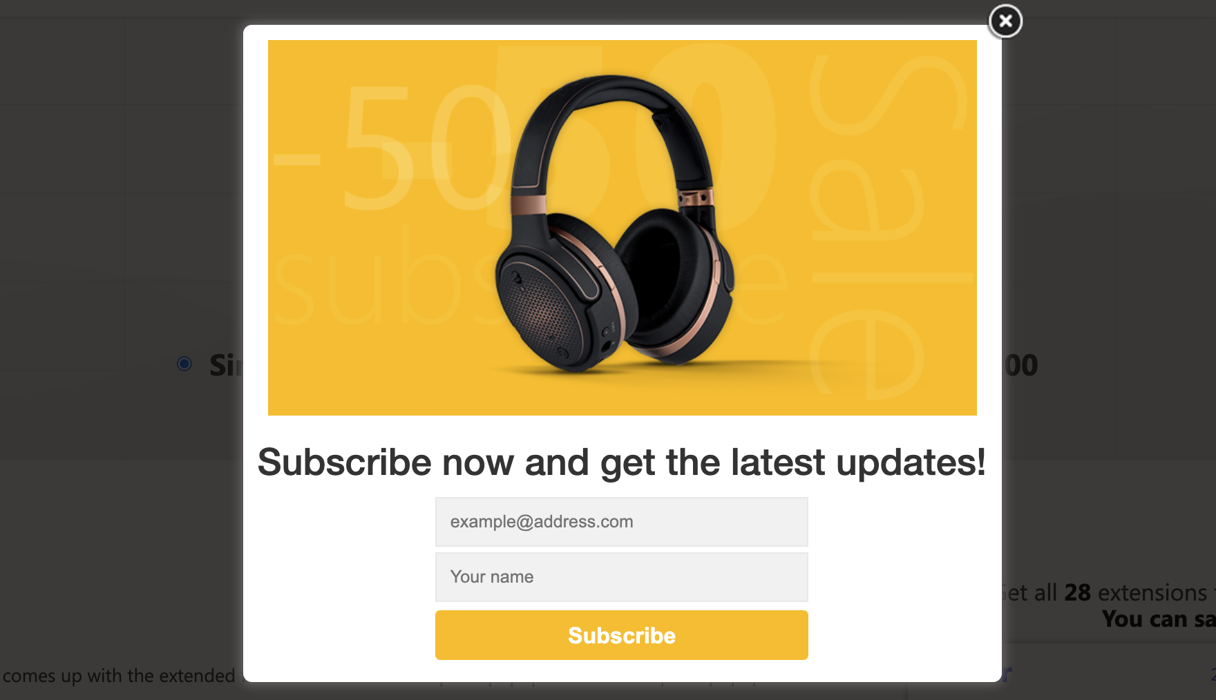 Subscription popup