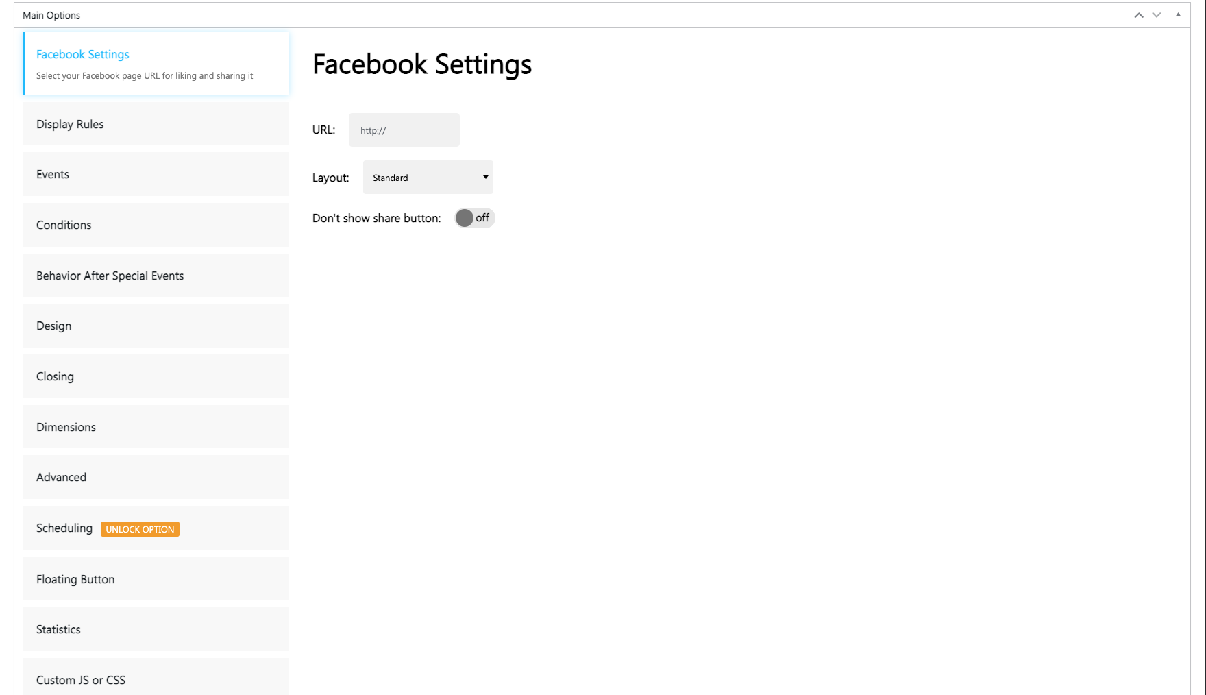 Facebook settings