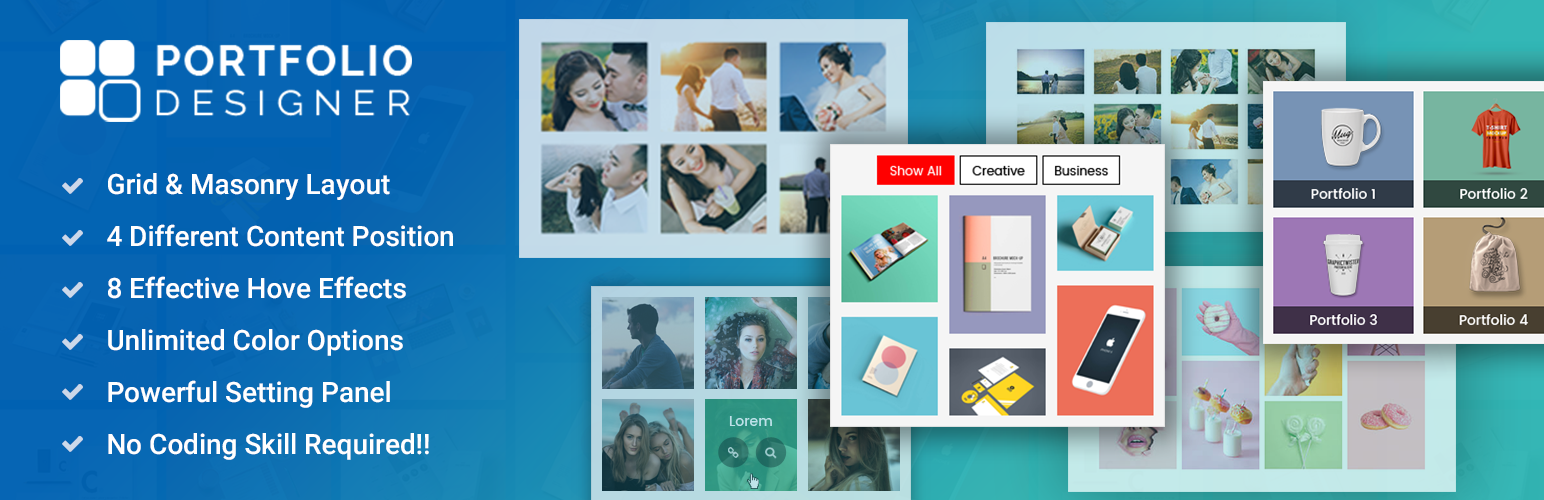 WordPress 外掛 Portfolio Designer – WordPress Portfolio Plugin (Image/Video/Slider Gallery) 的封面圖片。