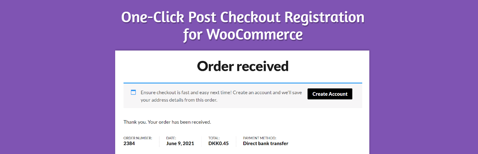 One-Click Post Checkout Registration for WooCommerce