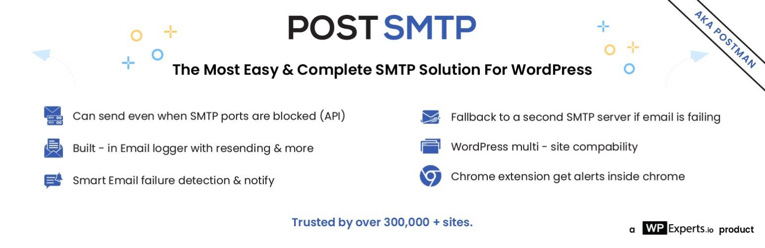 Product image for POST SMTP Mailer – Email log, Delivery Failure Notifications and Best Mail SMTP for WordPress.