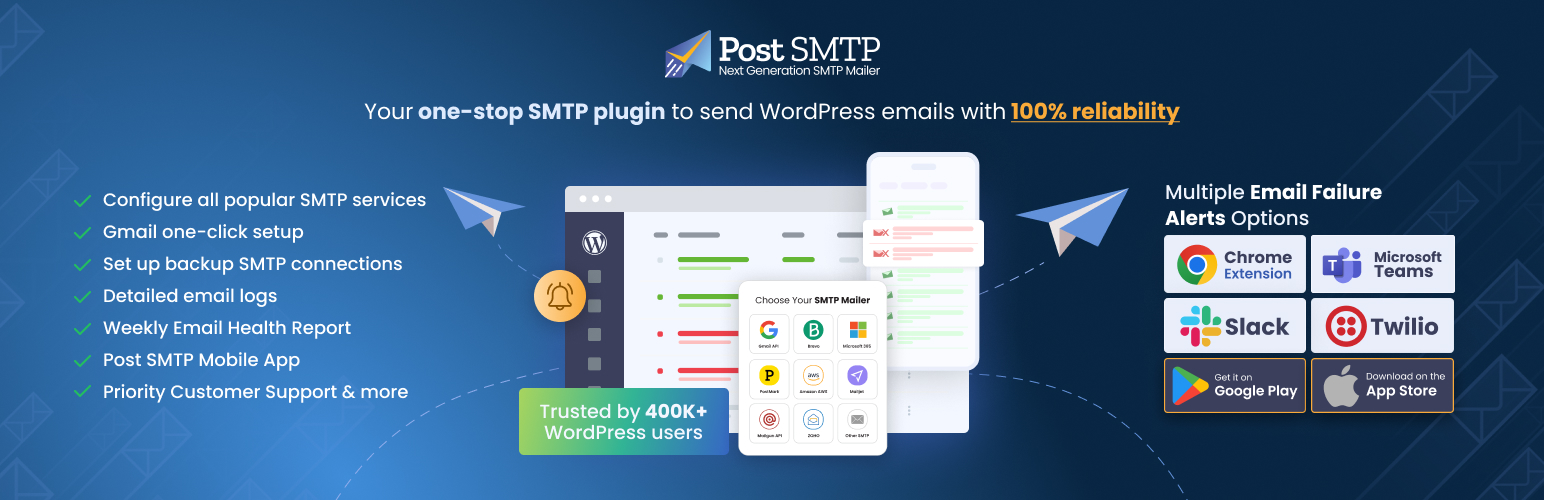 POST SMTP Mailer – Email log, Delivery Failure Notifications and Best Mail  SMTP for WordPress – Plugin WordPress  tiếng Việt