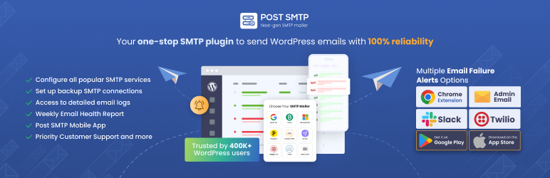 Post SMTP – Plugin SMTP para WordPress com registros de e-mail e aplicativo móvel para notificações de falhas – SMTP do Gmail, Office 365, Brevo, Mailgun, Amazon SES e outros