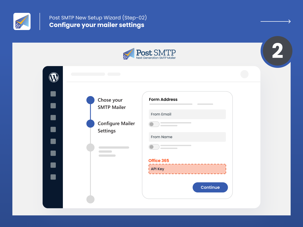 Novo assistente de configuração do Post SMTP (Etapa 02) - Defina suas configurações de serviço de e-mail