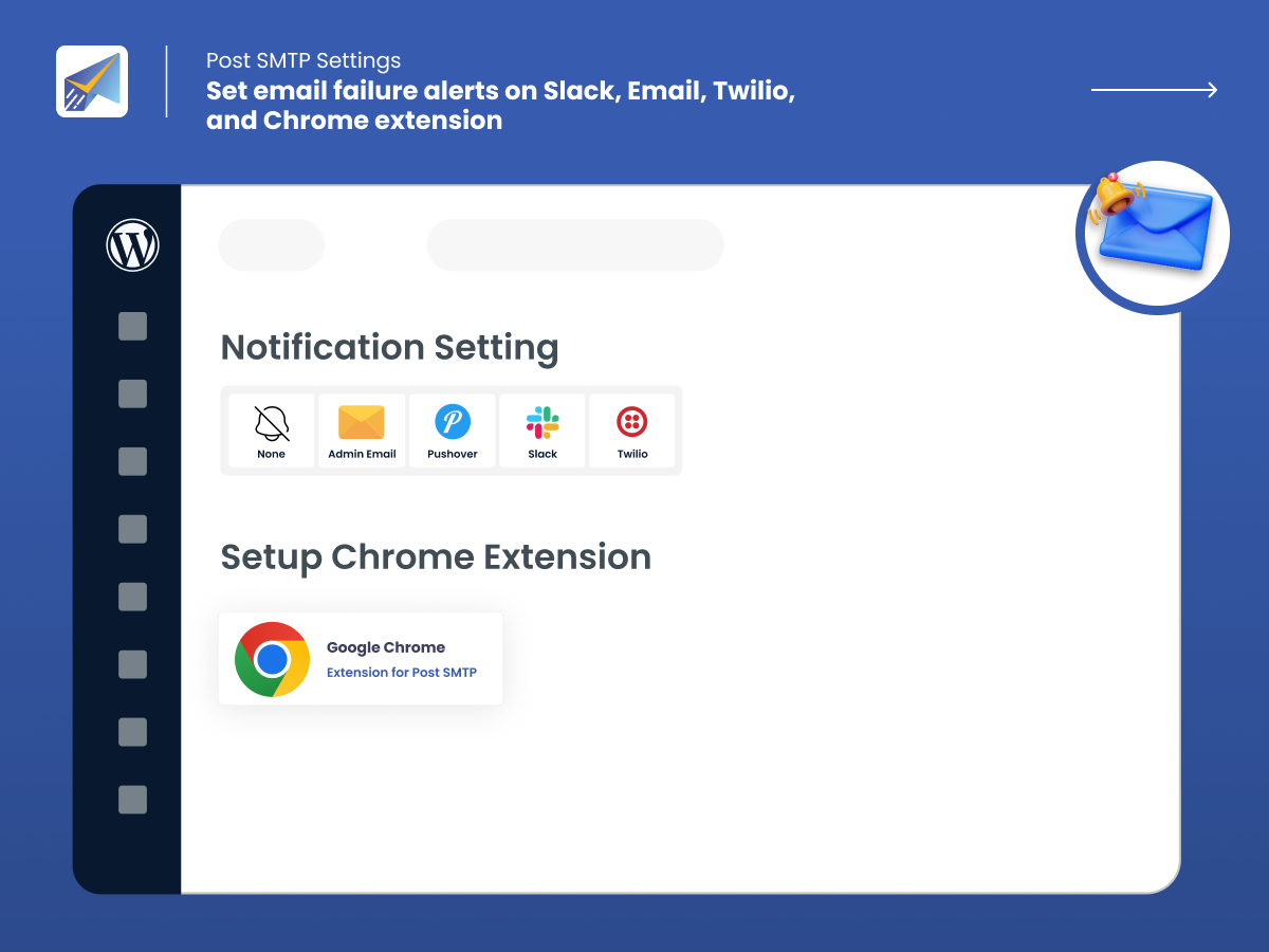 Configurações do Post SMTP - Defina alertas de falha de e-mail no Slack, e-mail, Twilio e extensão do Chrome