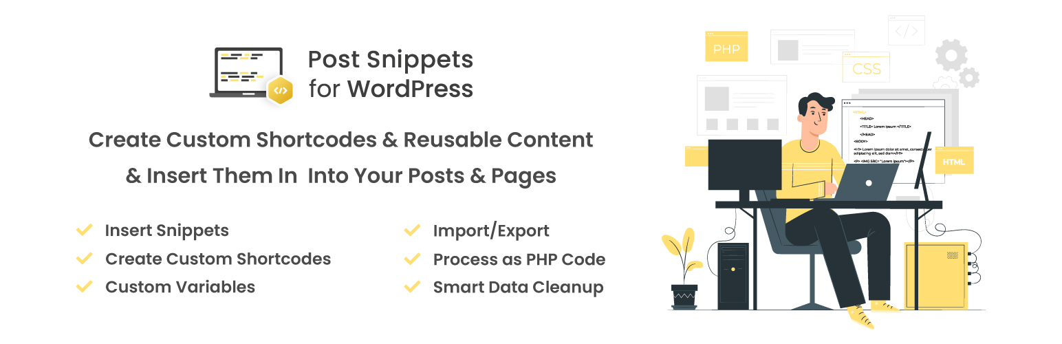 Product image for Post Snippets – Custom WordPress Code Snippets Customizer.