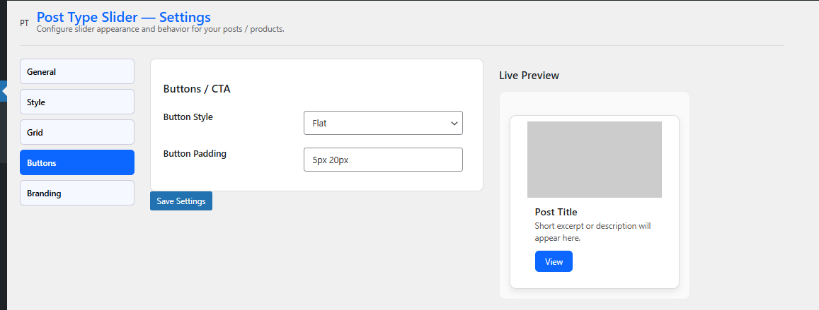 Button Settings: Adjust button styles, colors, and padding to match your site’s design.