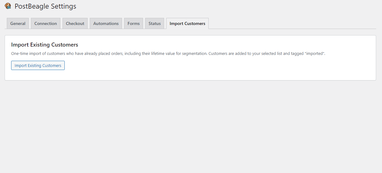 Import existing customers — one-time batched import with lifetime value