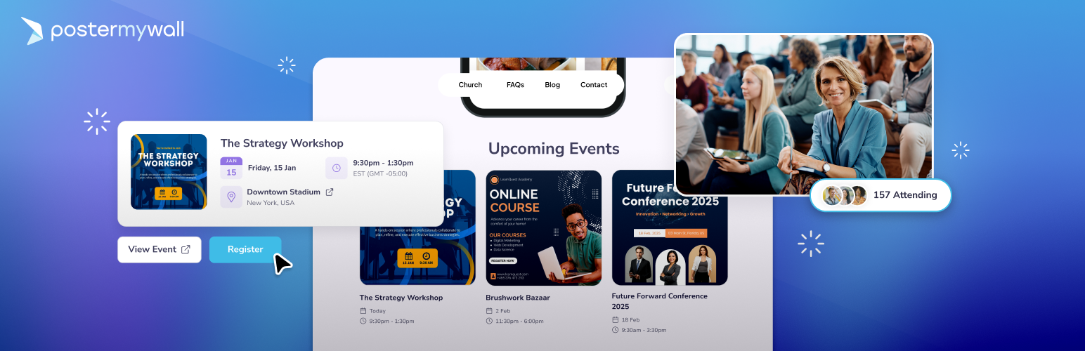 WordPress 外掛 PosterMyWall Events Calendar 的封面圖片。