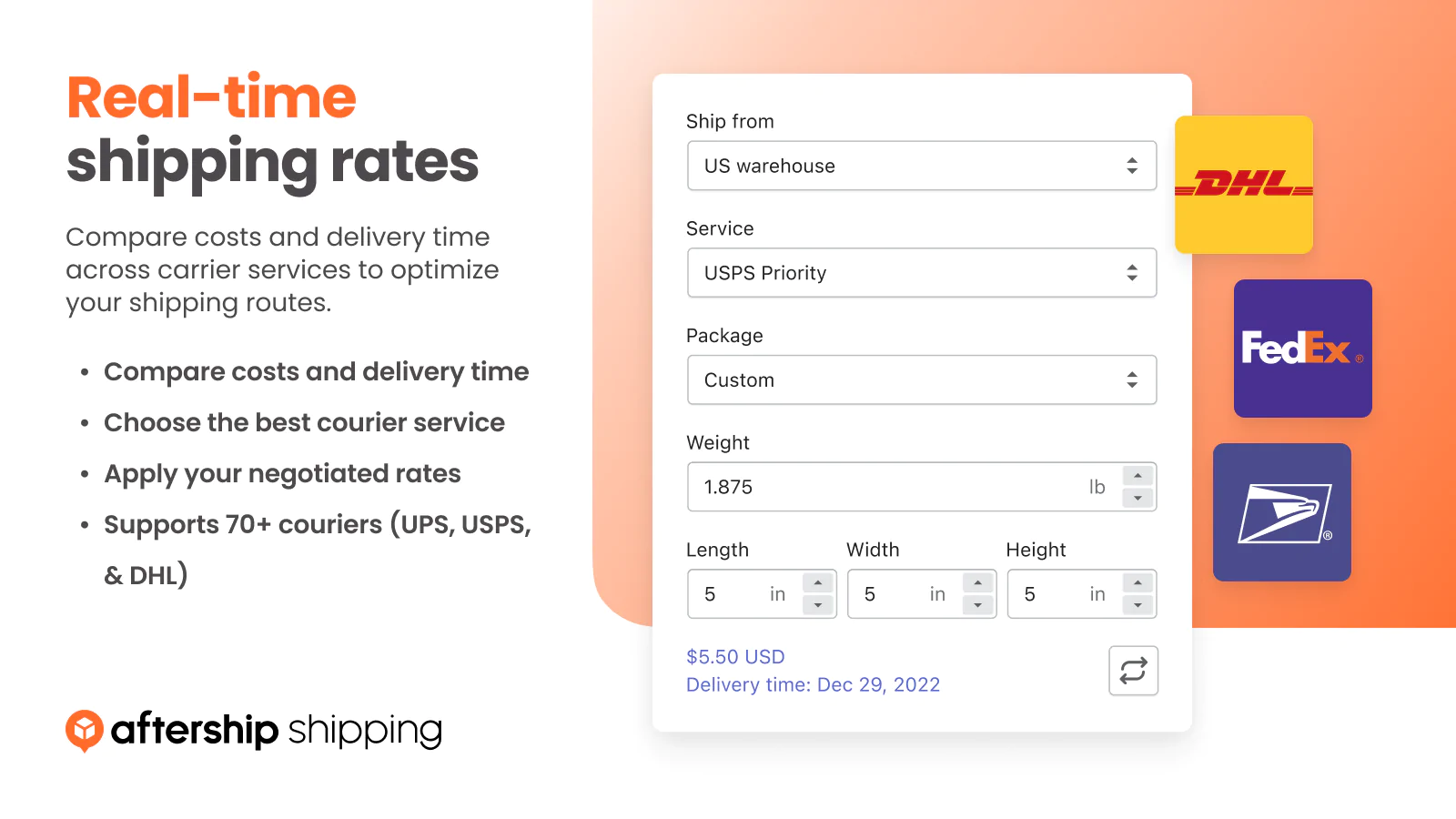 Real-time shipping rates