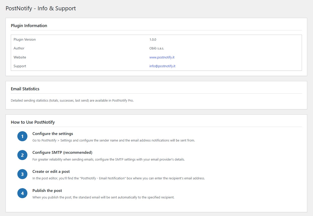 Info & Support page