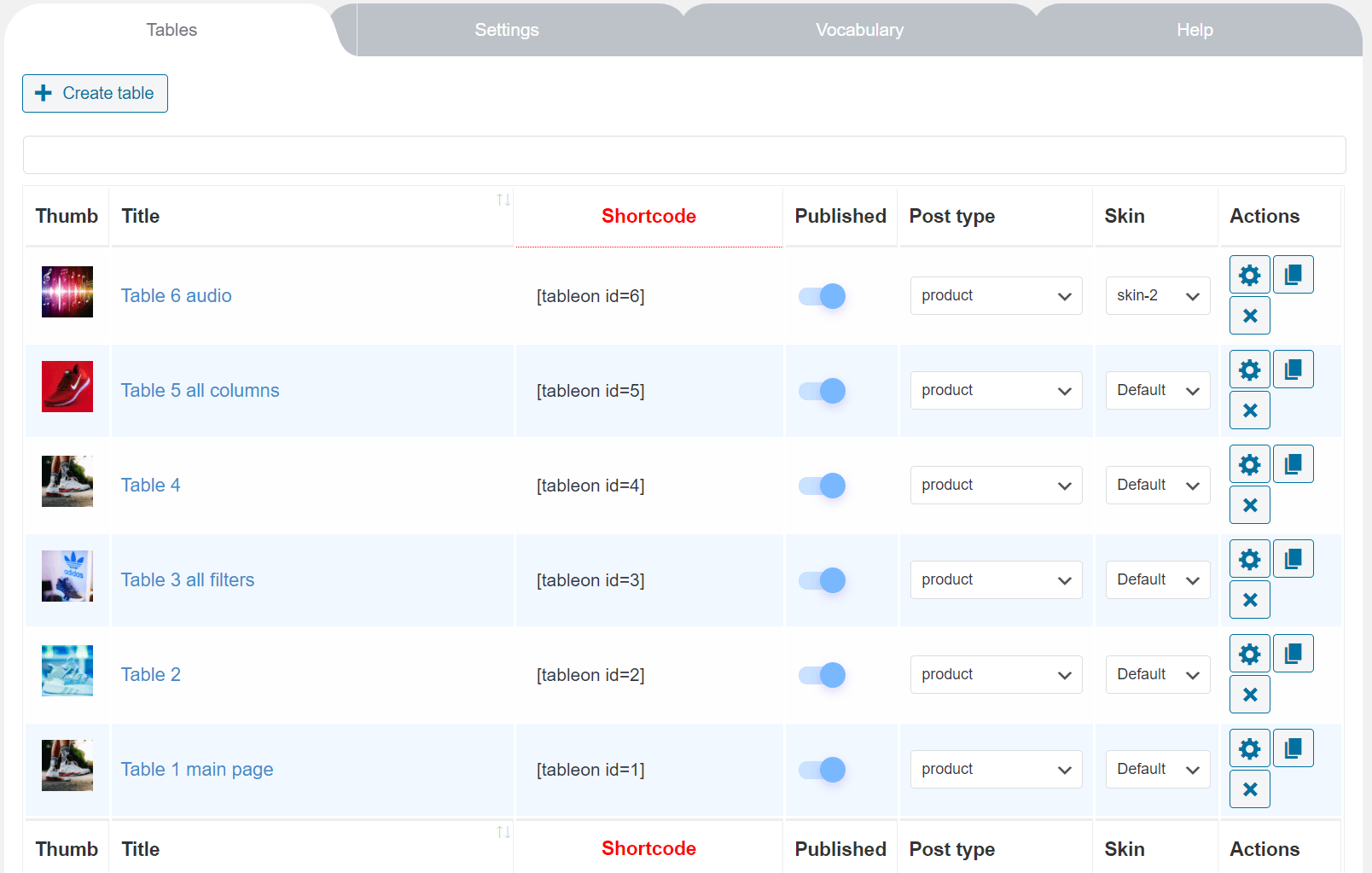 TableOn &#8211; WordPress Posts Table Filterable 