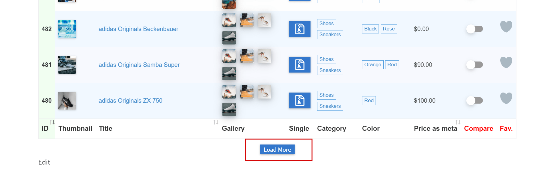 Load More button instead of pagination