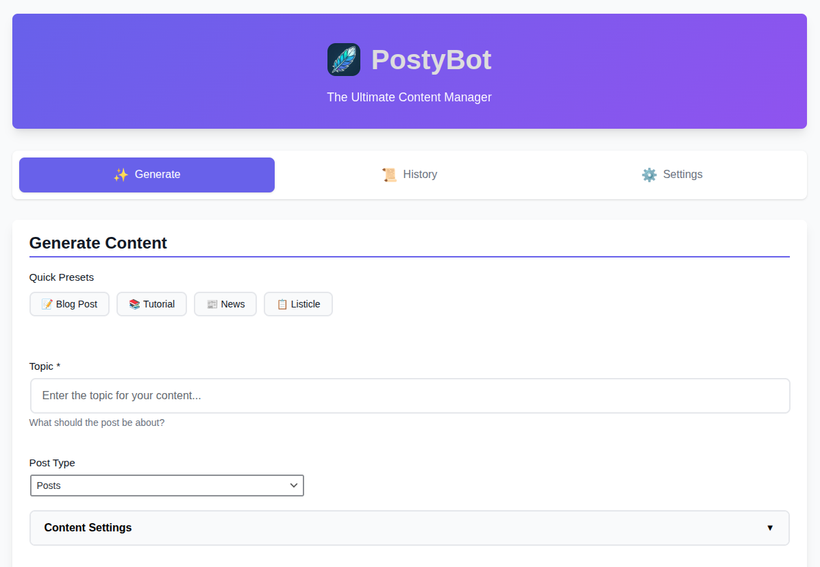 PostyBot – The Ultimate Content Manager