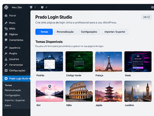 Ready-made visual themes and their previews.